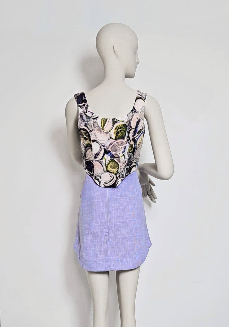 Hi-lo Curved Back Printed Cropped Top