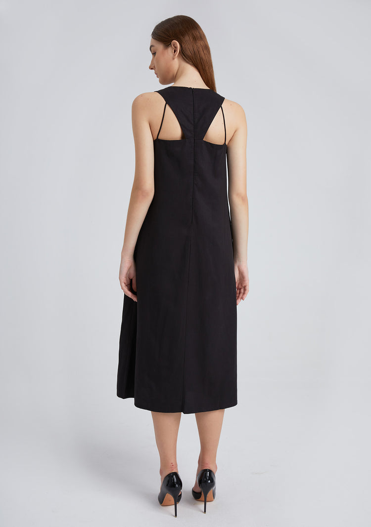 Odette Tencel™ Midi Dress in Black