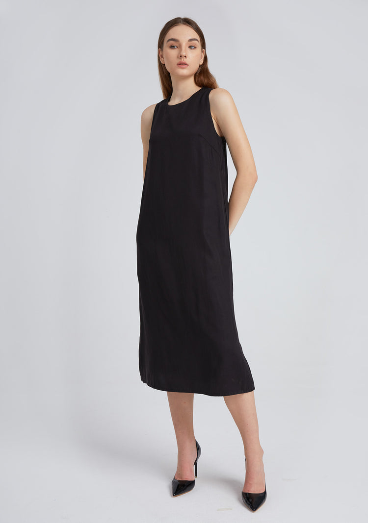 Odette Tencel™ Midi Dress in Black