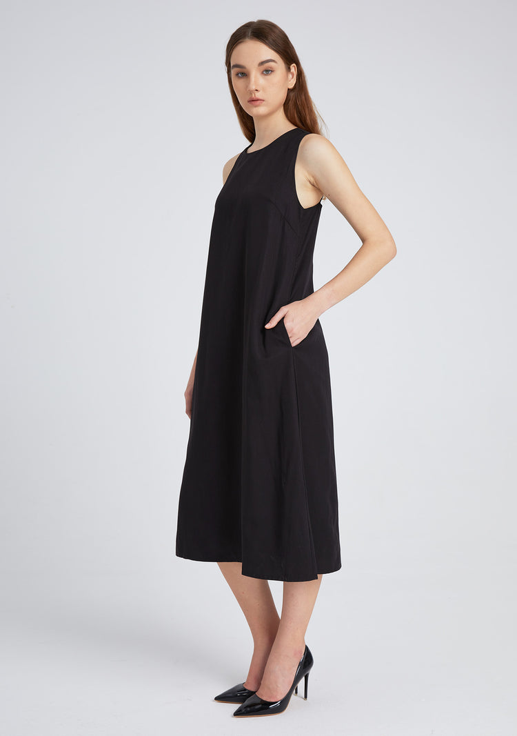 Odette Tencel™ Midi Dress in Black