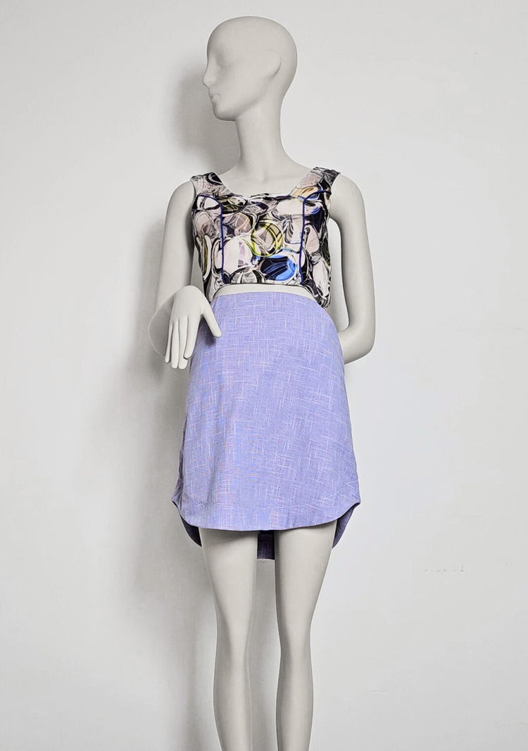 Hi-lo Curved Back Printed Cropped Top