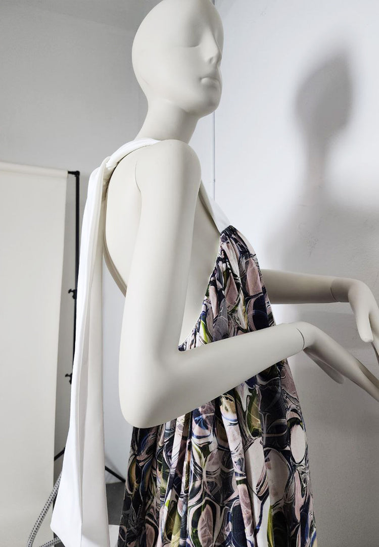 Halterneck Printed Bubble Maxi dress