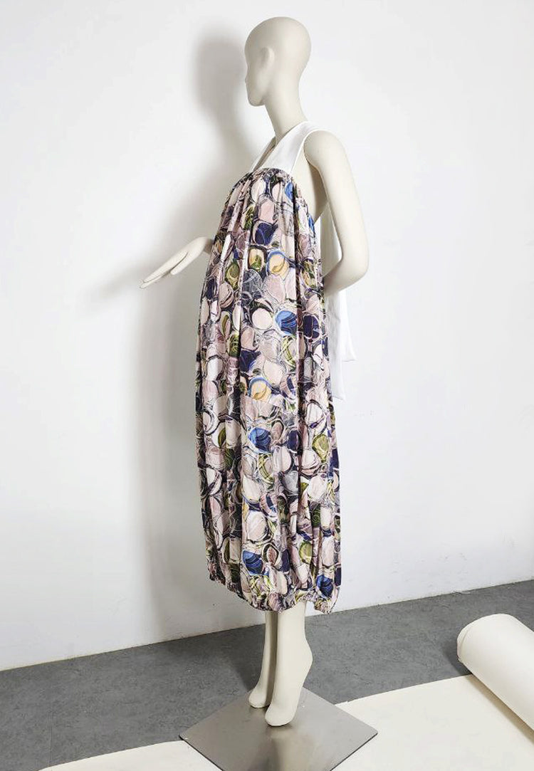 Halterneck Printed Bubble Maxi dress