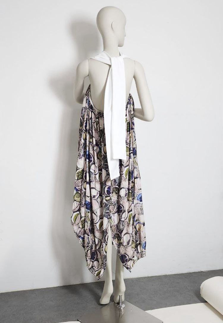 Halterneck Printed Bubble Maxi dress