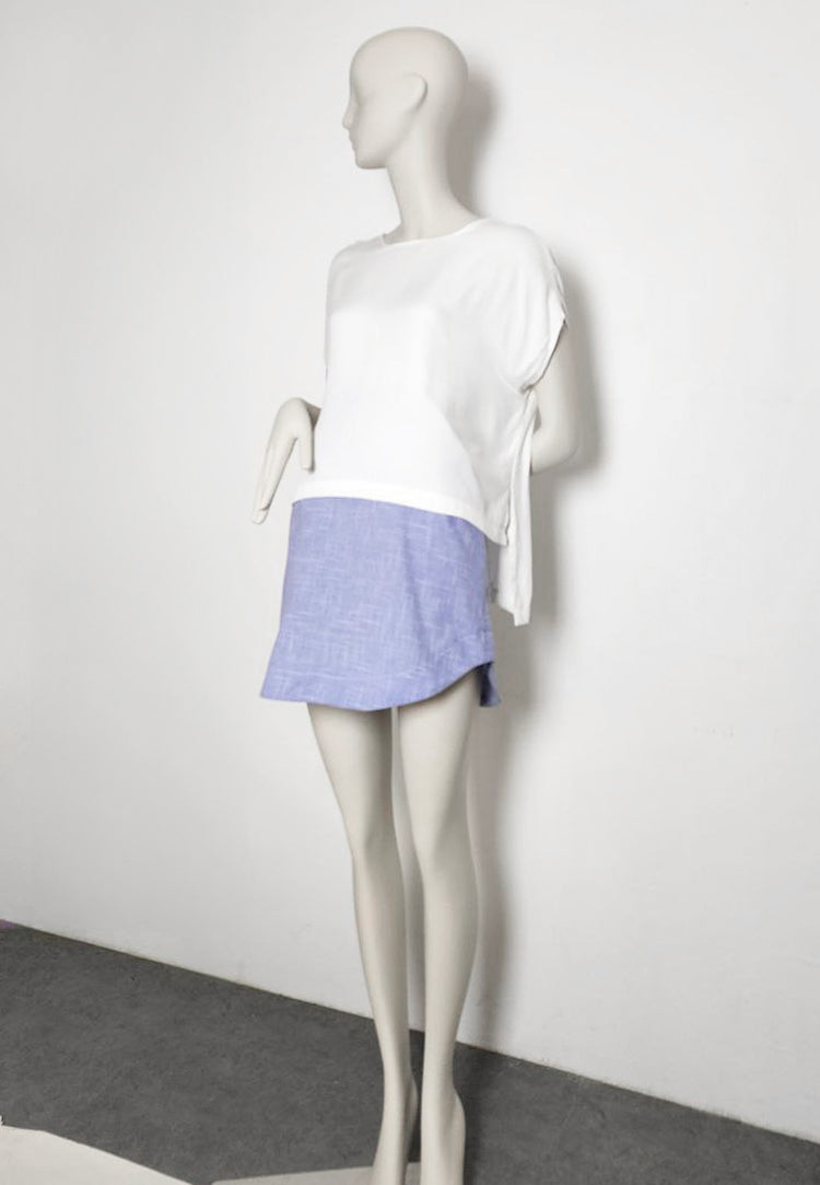 RGE Curved Hem Pencil Skirt in Periwinkle