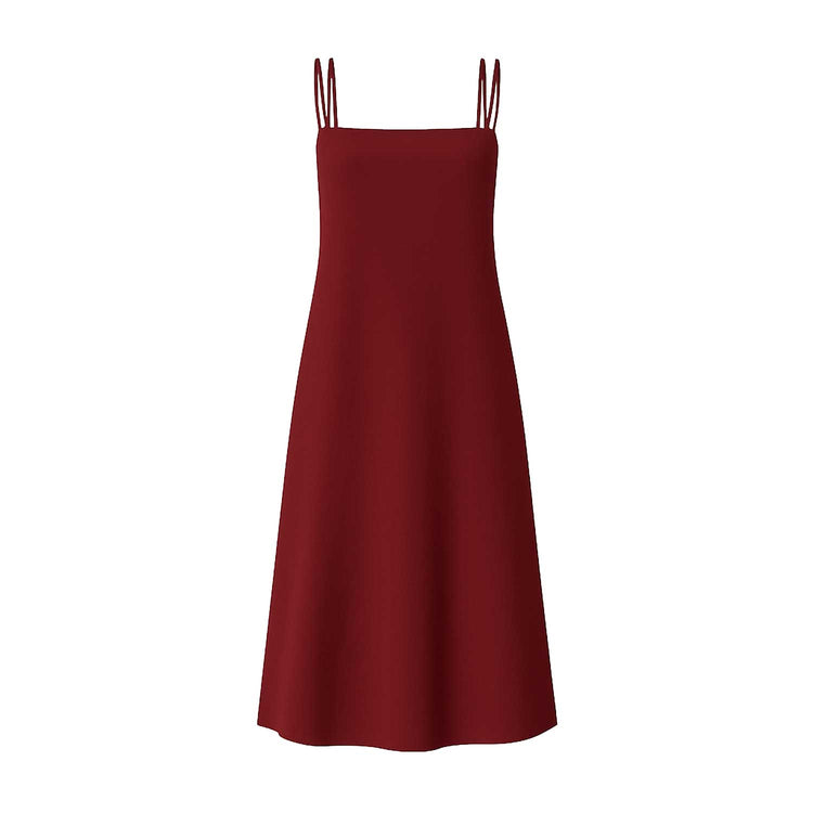 Hisa Tie-Bow Cami Dress in Berry Dark Red