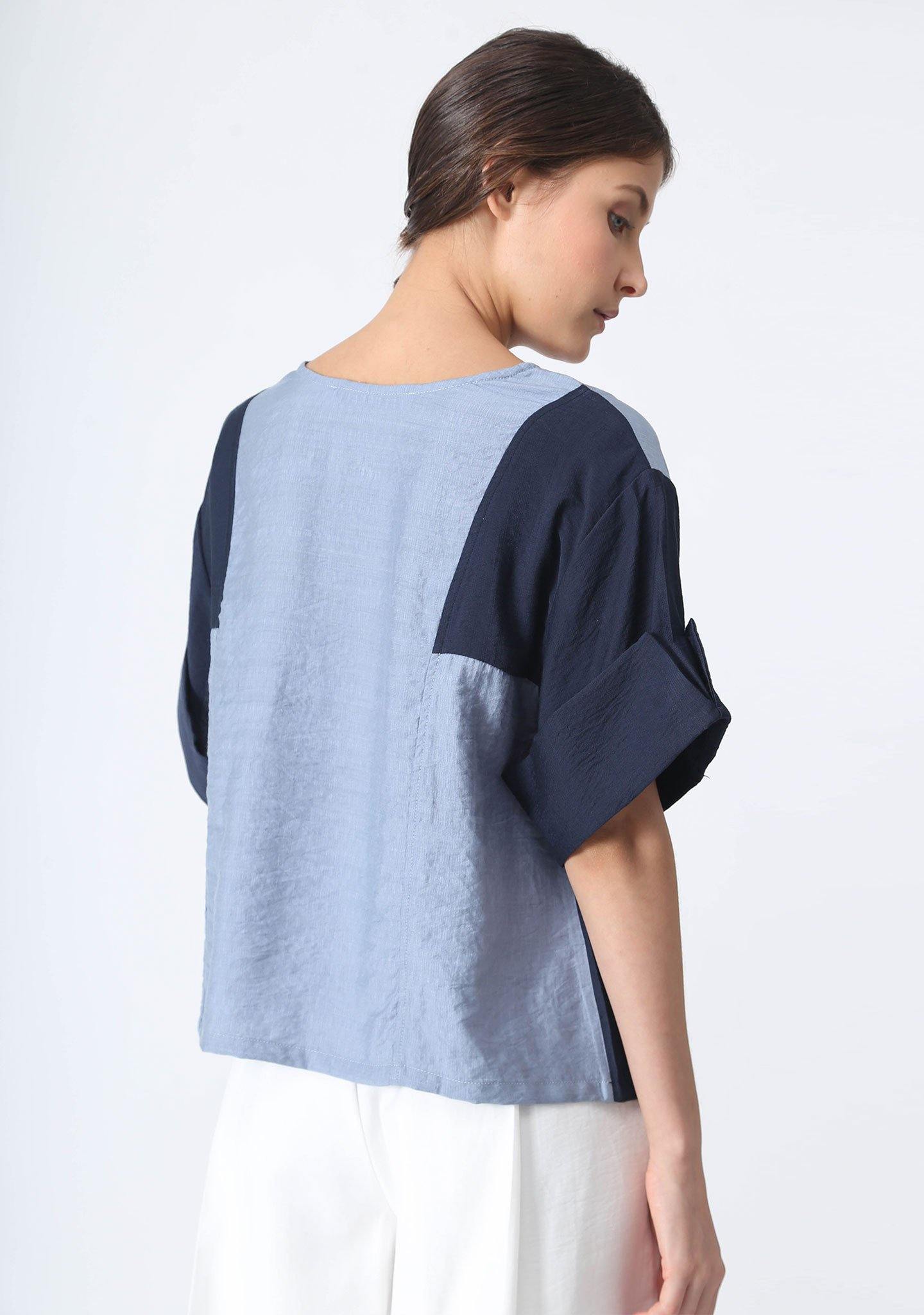 AT EASE SOFT RAYON BLEND BOXY BLOUSE - SALIENT LABEL