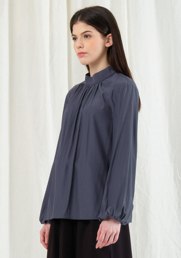 Orya High Neck Top - Prussian - SALIENT LABEL