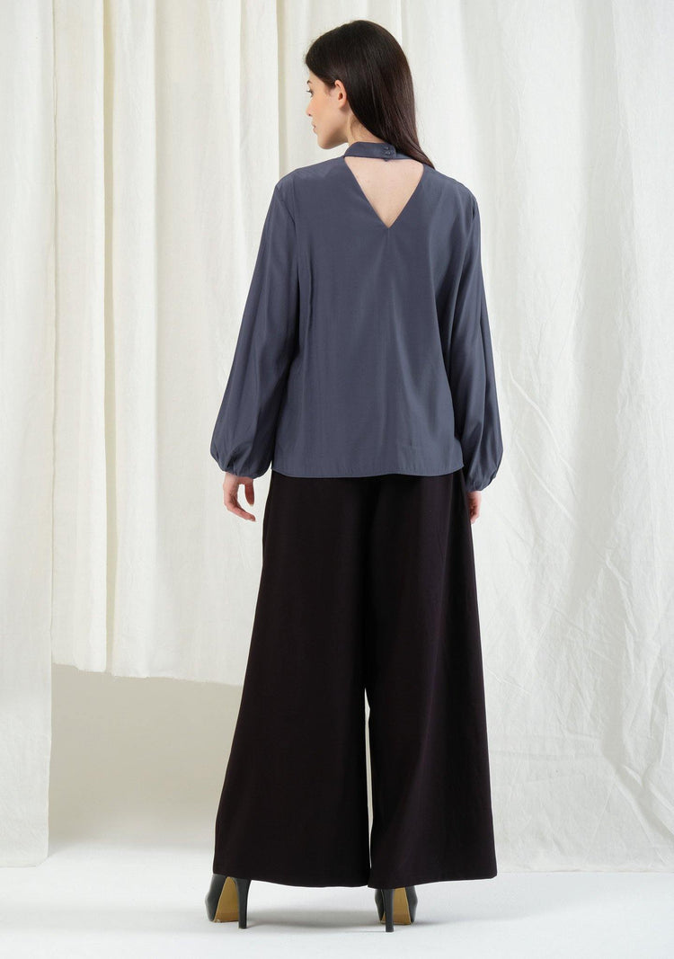 Orya High Neck Top - Prussian - SALIENT LABEL