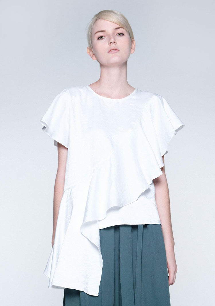 OPHELIA RUFFLE TOP - STAR WHITE - SALIENT LABEL