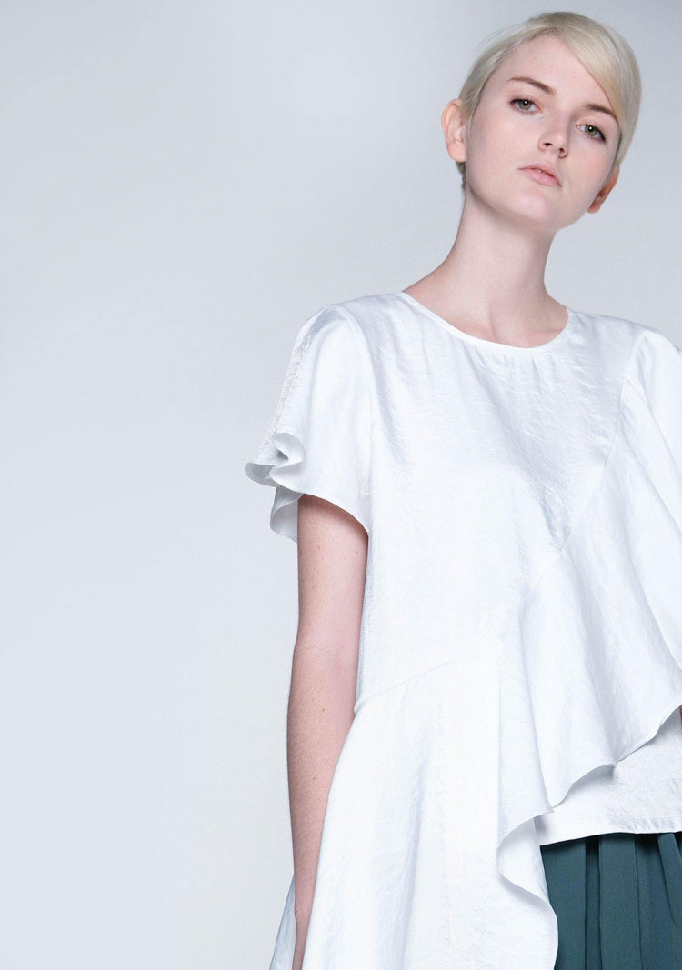 OPHELIA RUFFLE TOP - STAR WHITE - SALIENT LABEL