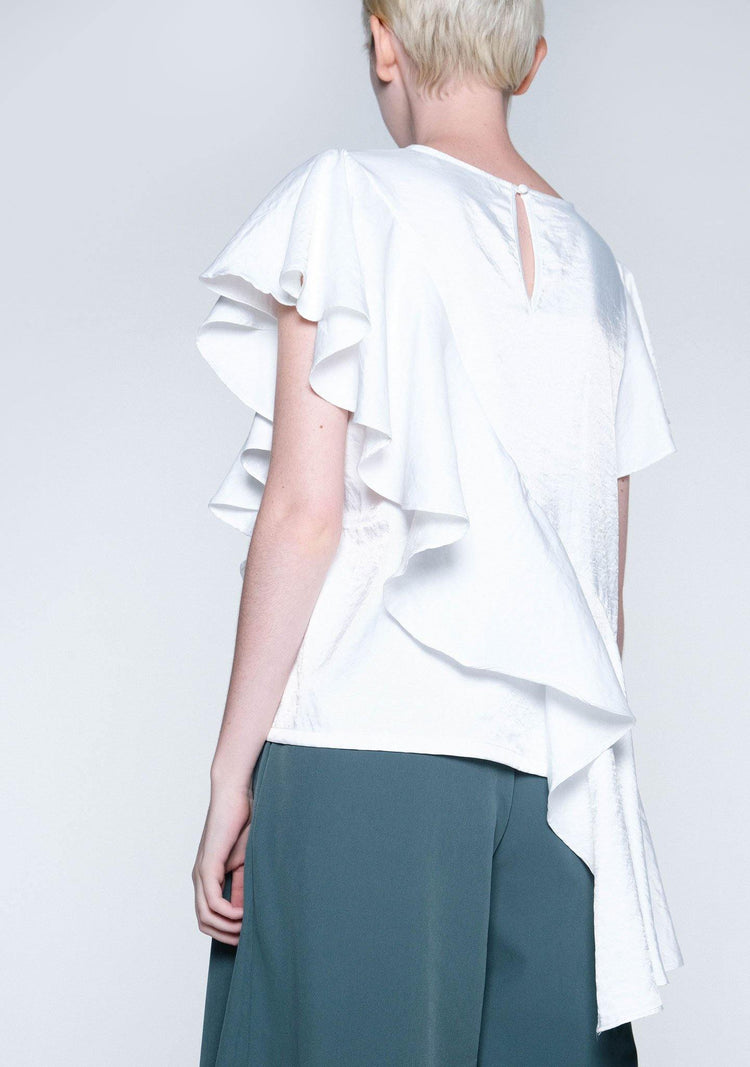 OPHELIA RUFFLE TOP - STAR WHITE - SALIENT LABEL