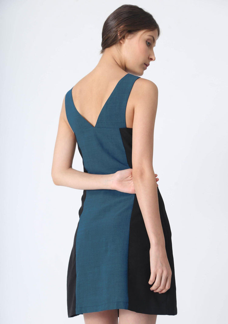 STILES ASYMMETRIC NECKLINE DRESS - PEACOCK - SALIENT LABEL