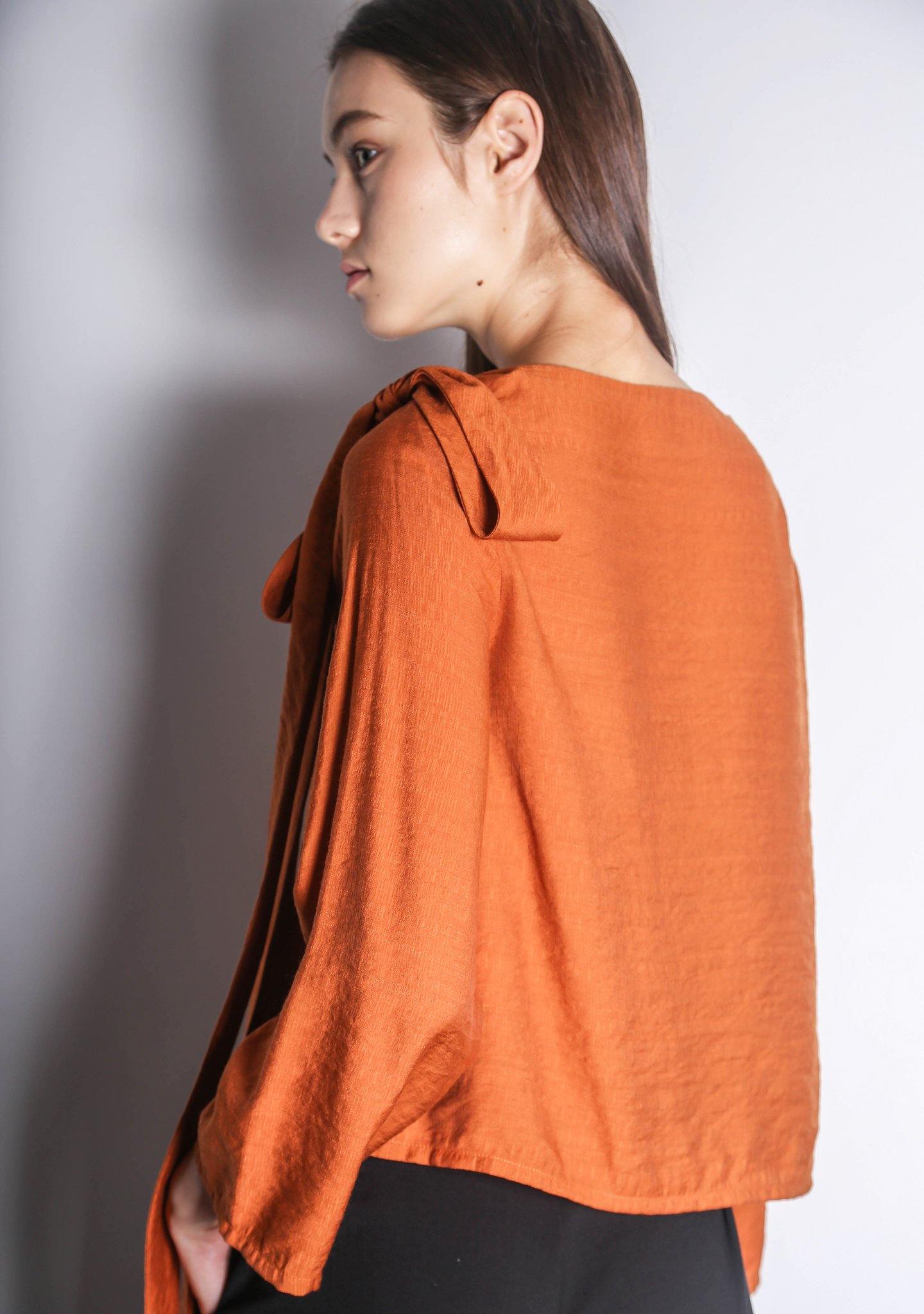 EDITH BOW TIE TOP - DARK CHEEDAR - SALIENT LABEL