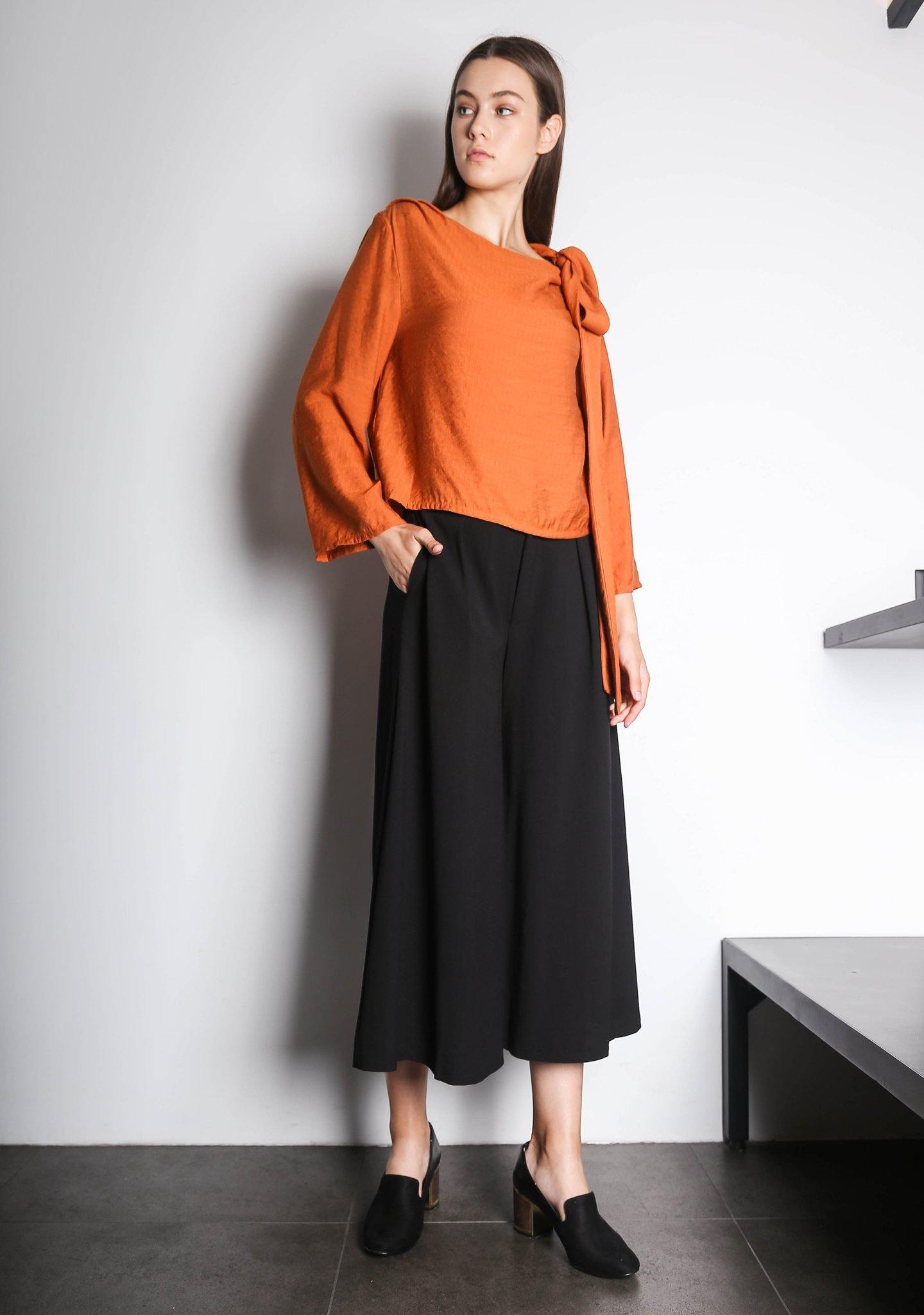EDITH BOW TIE TOP - DARK CHEEDAR - SALIENT LABEL