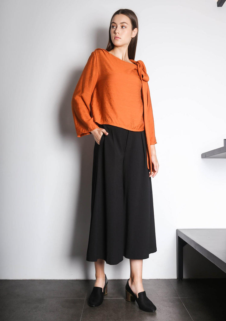 EDITH BOW TIE TOP - DARK CHEEDAR - SALIENT LABEL