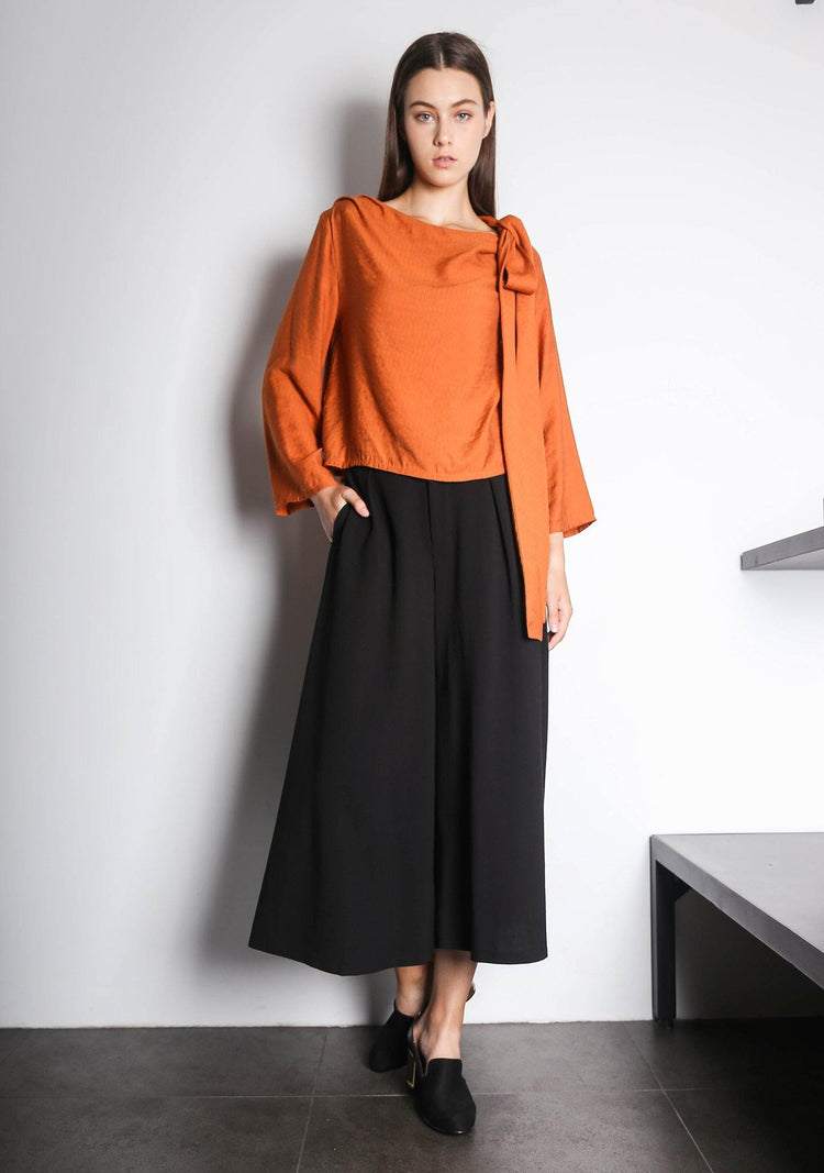 EDITH BOW TIE TOP - DARK CHEEDAR - SALIENT LABEL