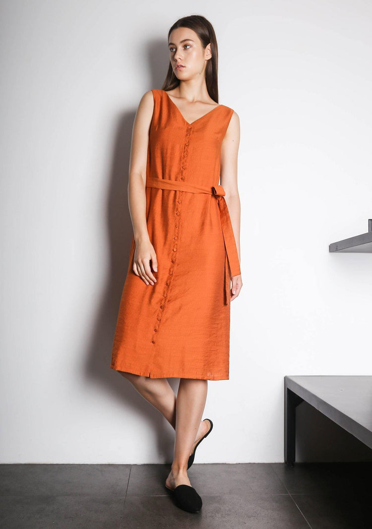ANGELUS DRESS - DARK CHEEDAR - SALIENT LABEL