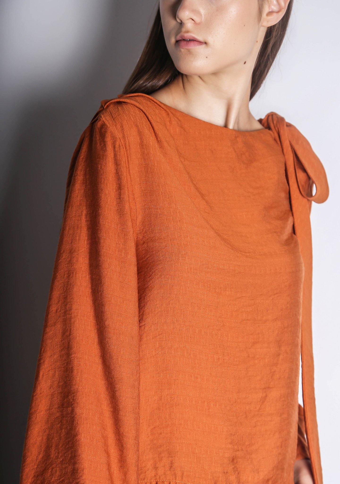 EDITH BOW TIE TOP - DARK CHEEDAR - SALIENT LABEL