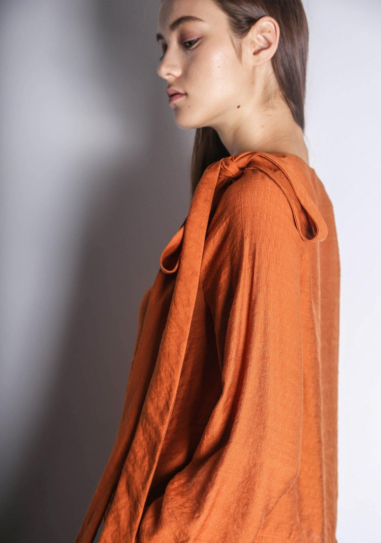 EDITH BOW TIE TOP - DARK CHEEDAR - SALIENT LABEL
