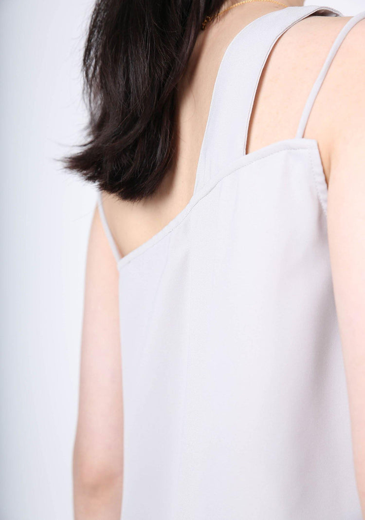 AOI ASYMMETRIC NECKLINE TOP - Warm Grey - SALIENT LABEL