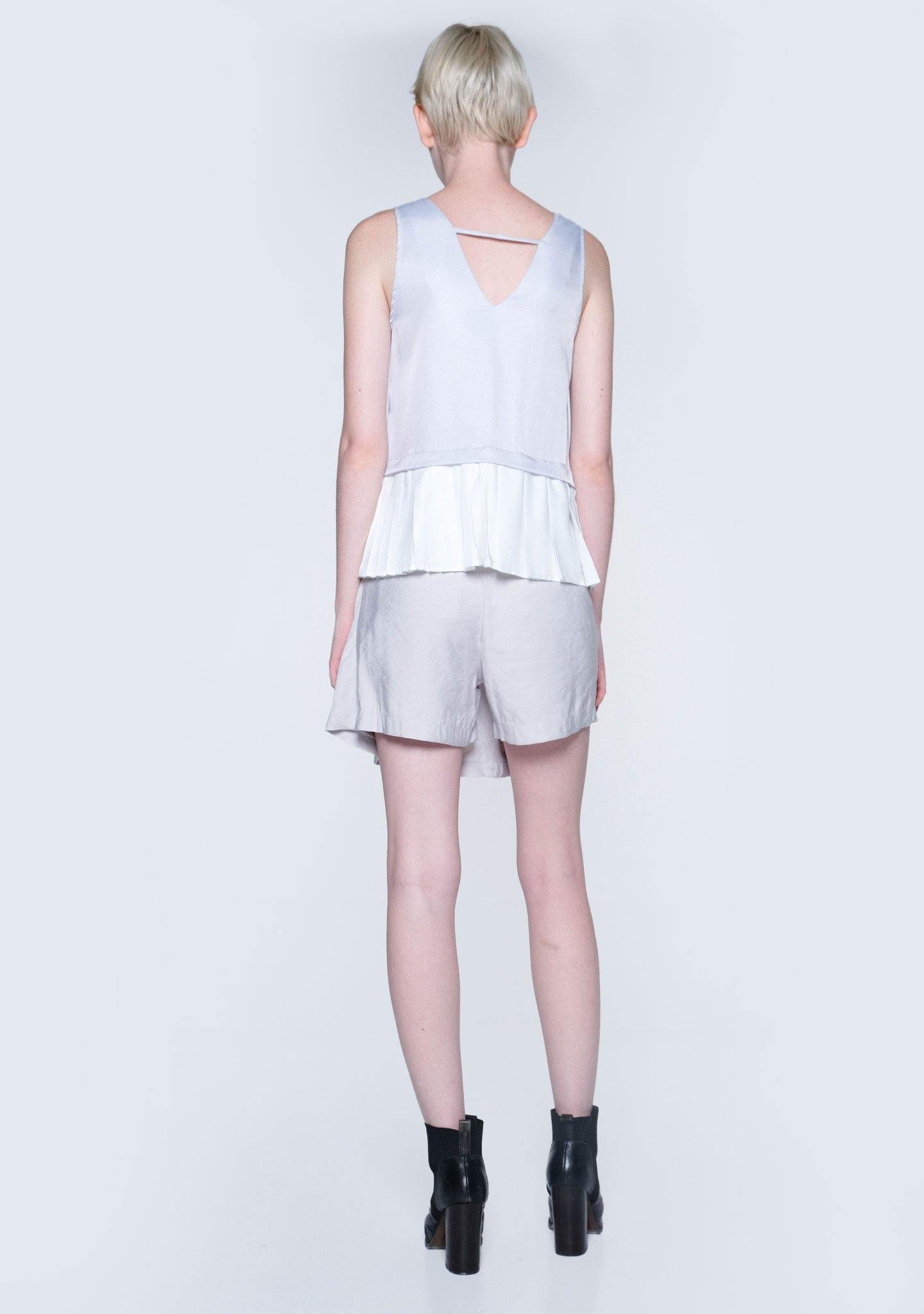 AXEL DUAL COLOUR PLEATED TOP - XENON BLUE - SALIENT LABEL