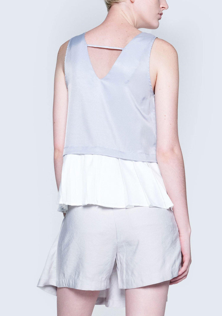 AXEL DUAL COLOUR PLEATED TOP - XENON BLUE - SALIENT LABEL