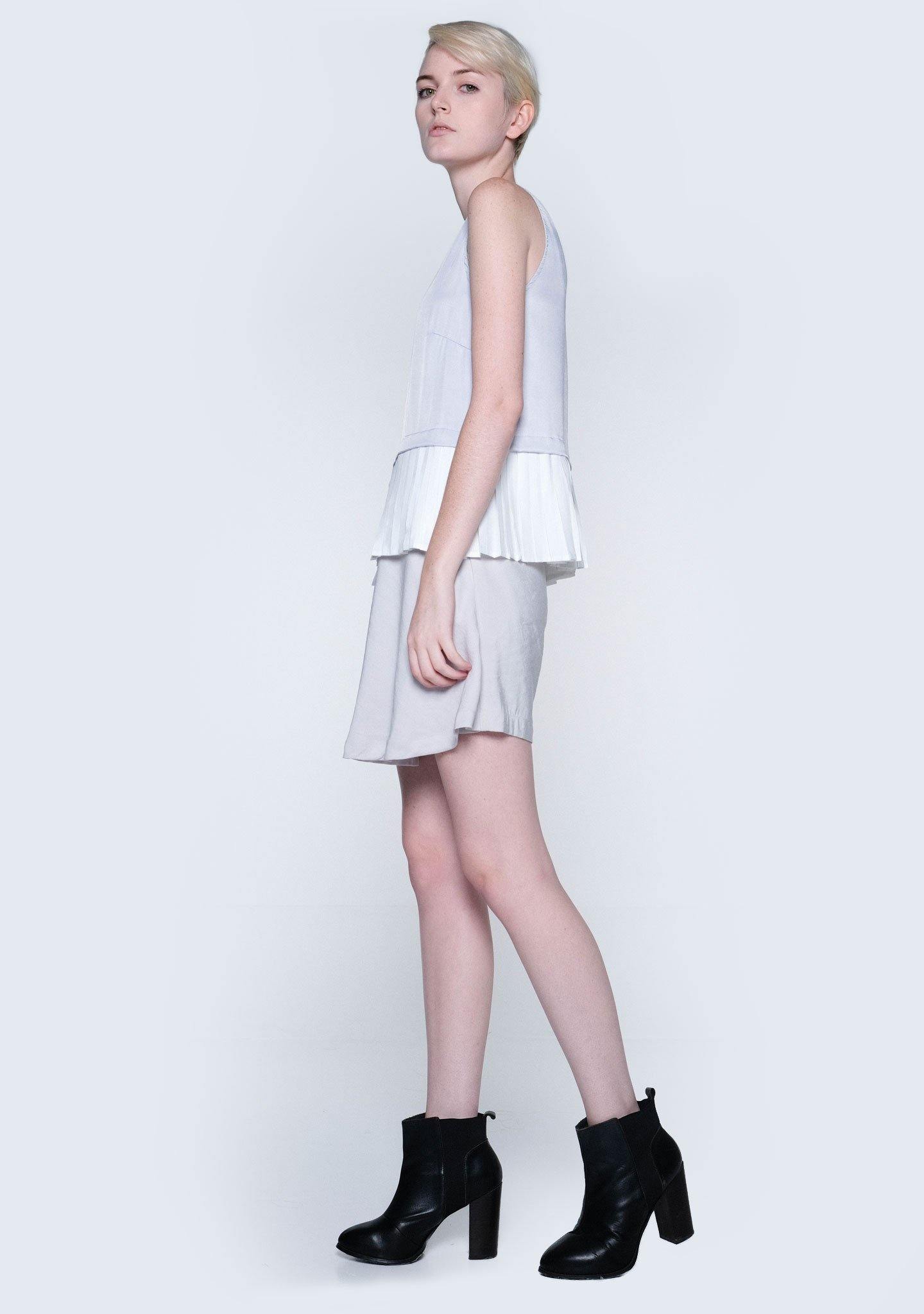 AXEL DUAL COLOUR PLEATED TOP - XENON BLUE - SALIENT LABEL