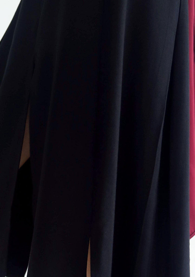 BLACK BAMBOO HI-LO SLIT SKIRT - SALIENT LABEL
