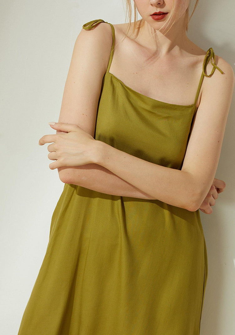 Bhumi Rayon Short Dress - Olive - SALIENT LABEL