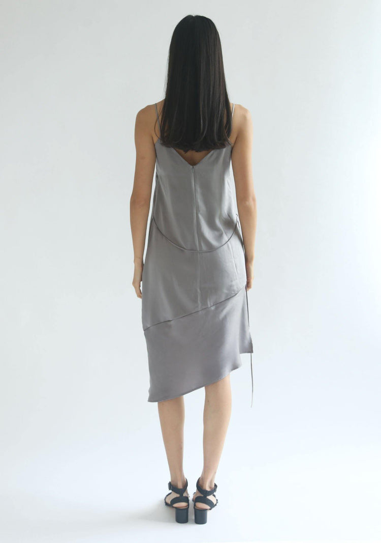 CHASIN ASYMMETRIC SLIP CAMI DRESS - PEWTER - SALIENT LABEL