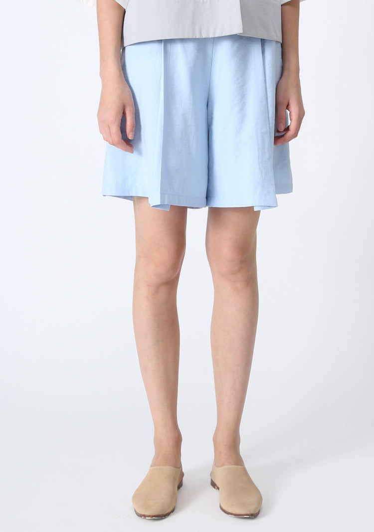 CASTRO CULOTTE SHORTS WITH PLEATS - BLUE - SALIENT LABEL