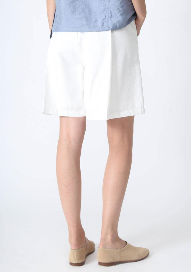 CASTRO CULOTTE SHORTS WITH PLEATS - WHITE - SALIENT LABEL