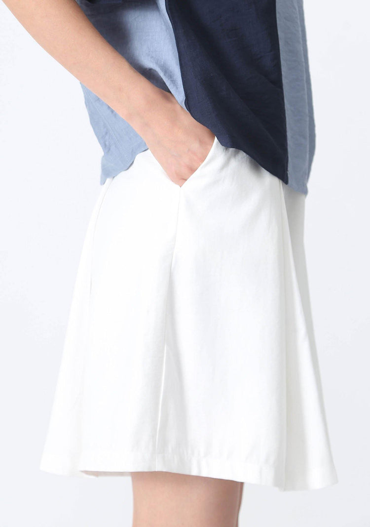 CASTRO CULOTTE SHORTS WITH PLEATS - WHITE - SALIENT LABEL