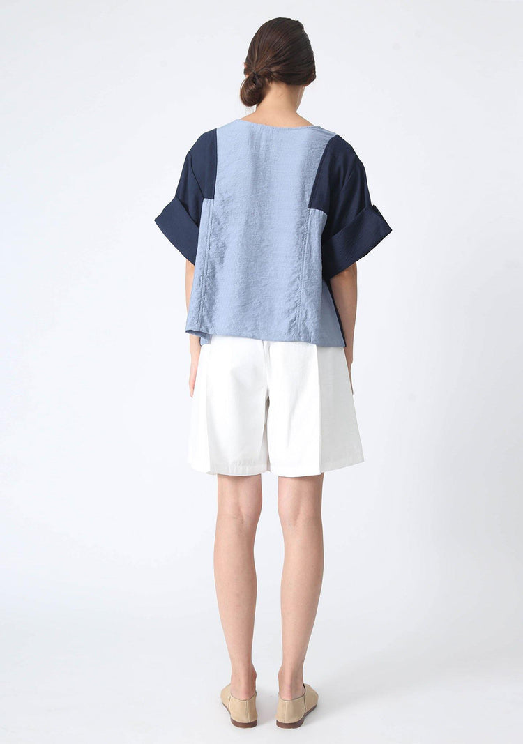 CASTRO CULOTTE SHORTS WITH PLEATS - WHITE - SALIENT LABEL