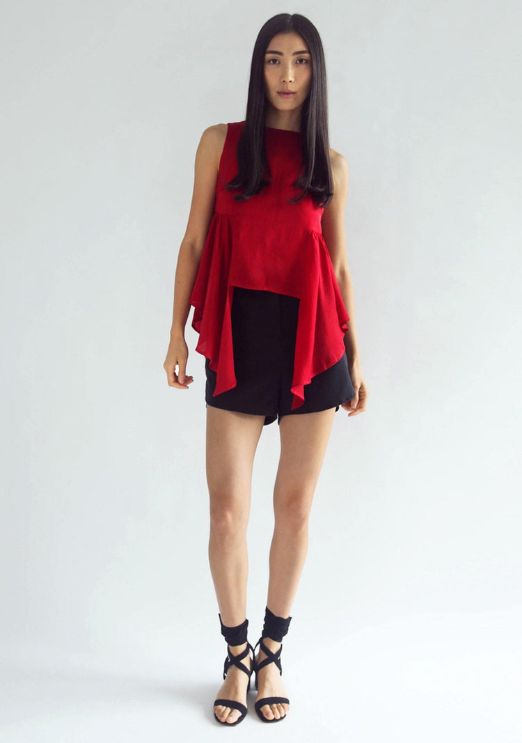 HUDSON SIDE FLARE TOP - SCARLET - SALIENT LABEL