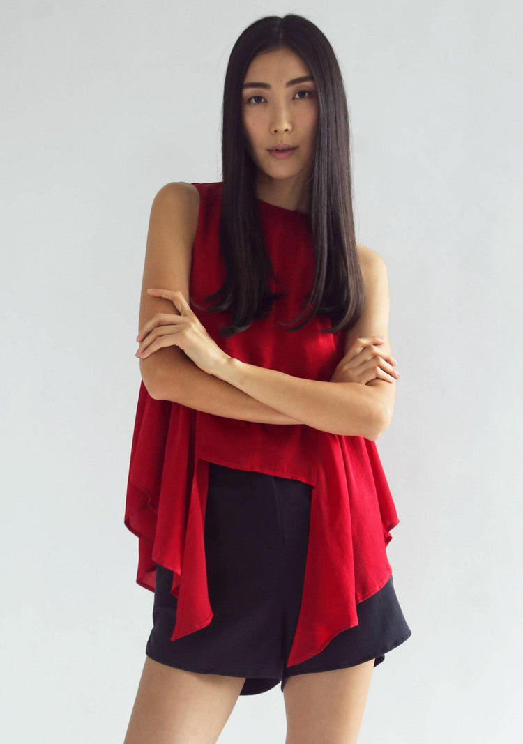 HUDSON SIDE FLARE TOP - SCARLET - SALIENT LABEL