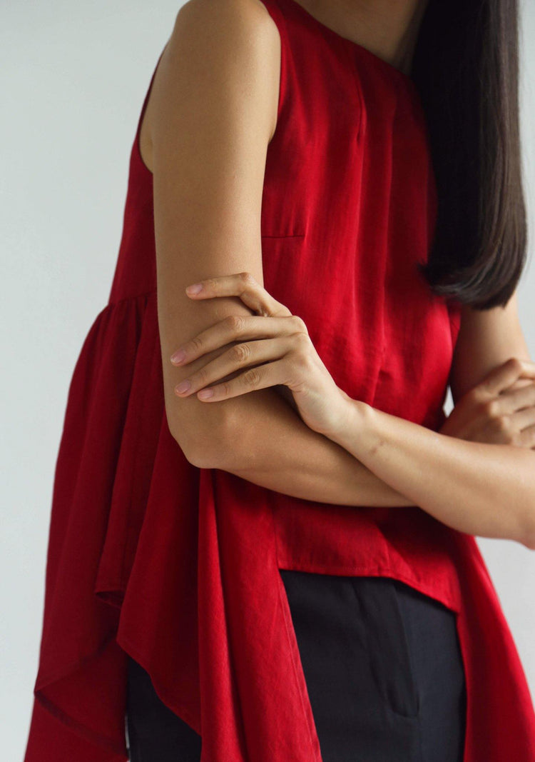 HUDSON SIDE FLARE TOP - SCARLET - SALIENT LABEL