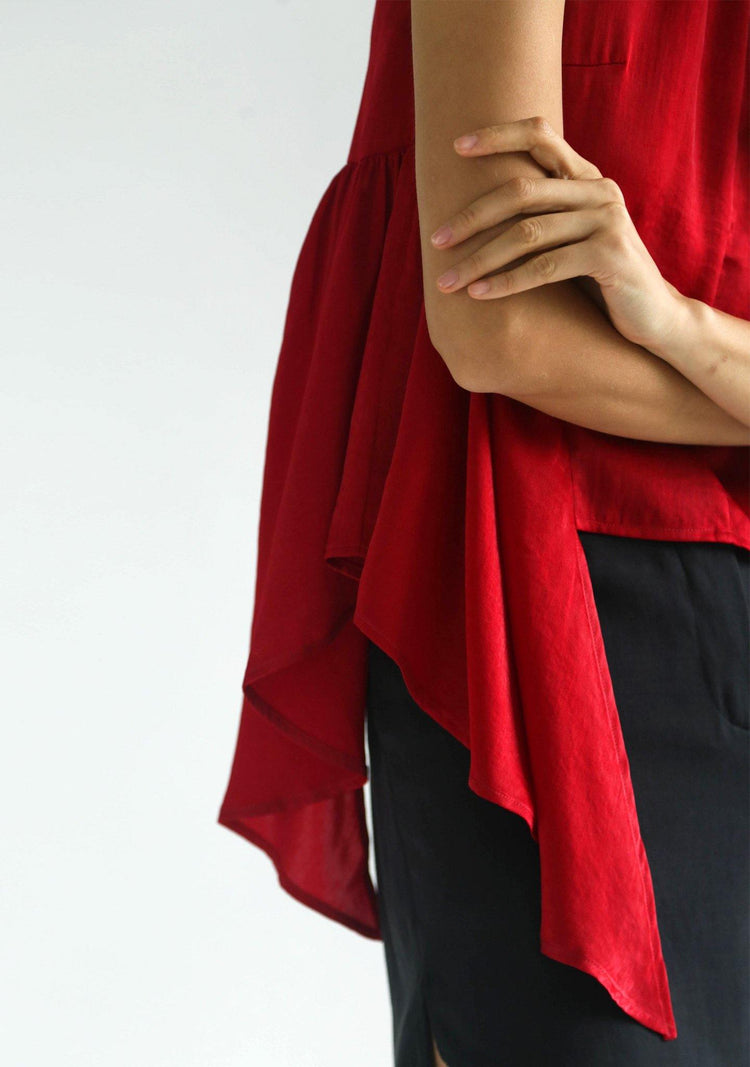 HUDSON SIDE FLARE TOP - SCARLET - SALIENT LABEL