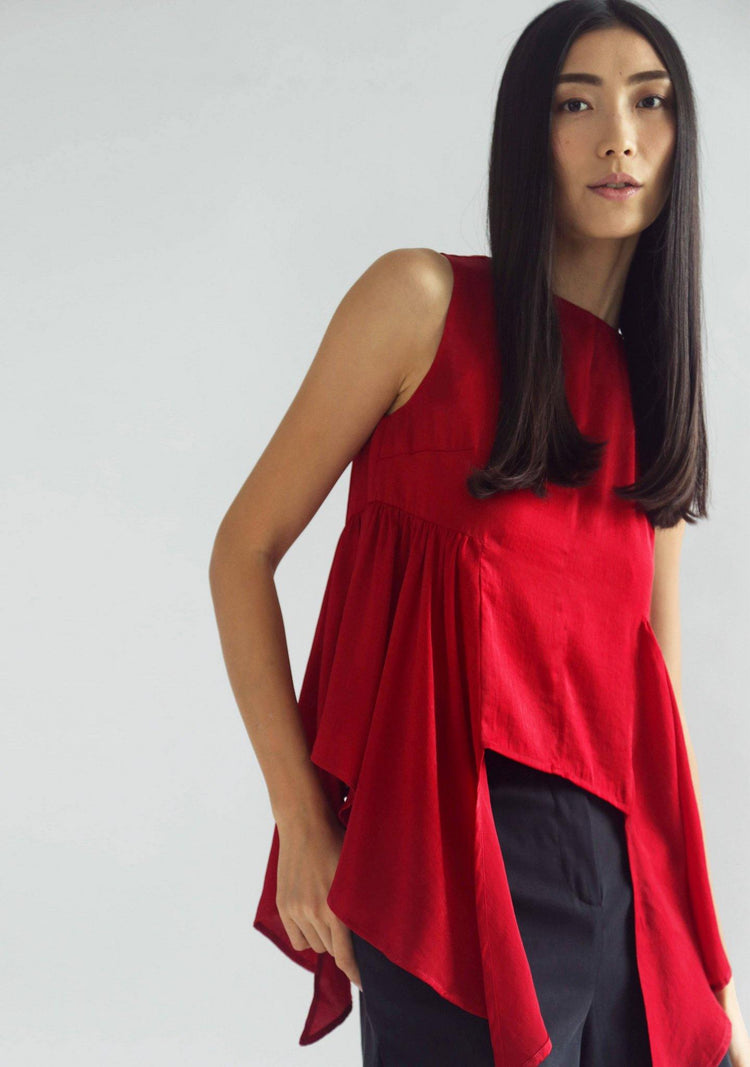 HUDSON SIDE FLARE TOP - SCARLET - SALIENT LABEL