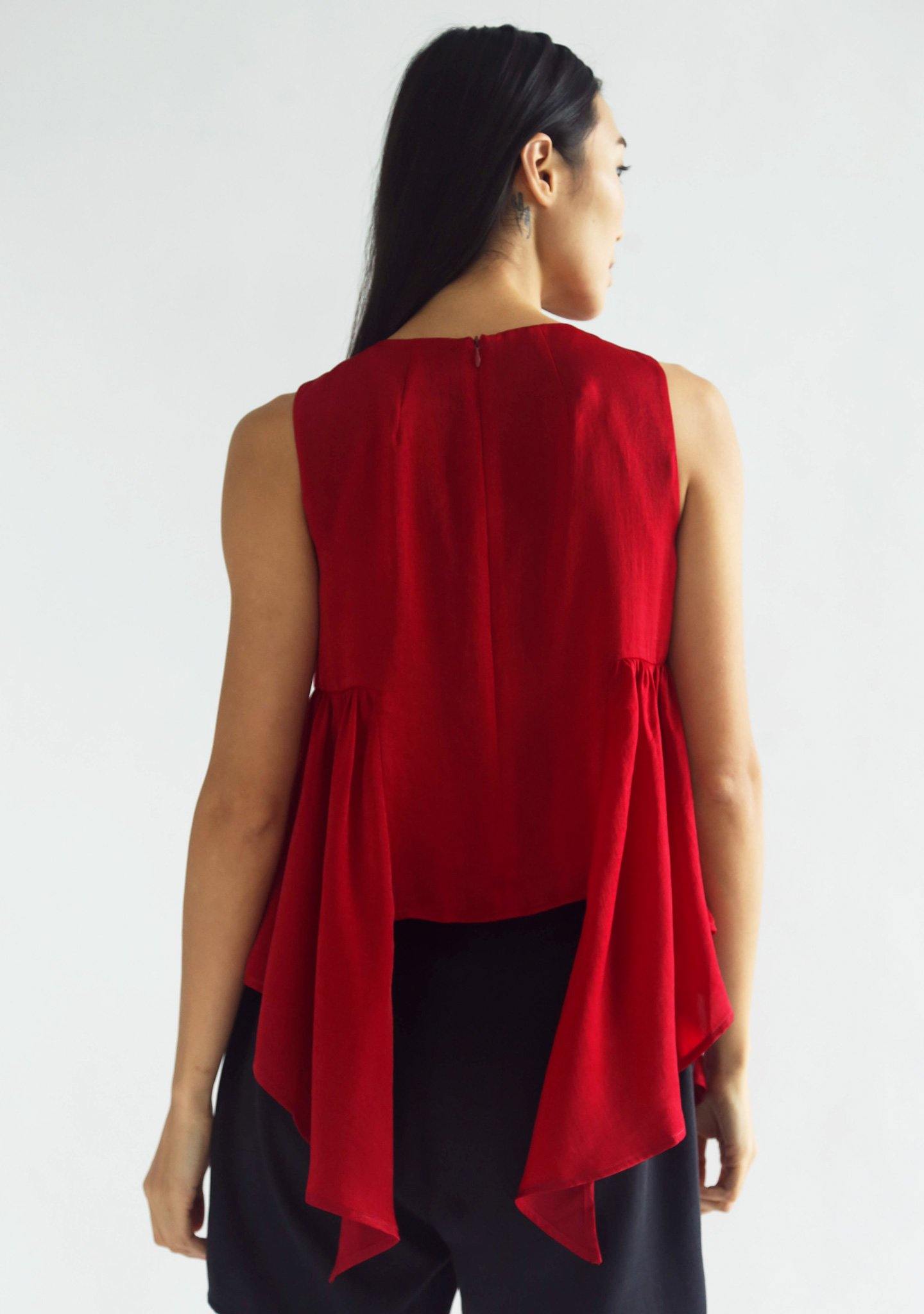 HUDSON SIDE FLARE TOP - SCARLET - SALIENT LABEL