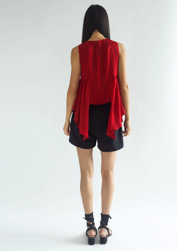 HUDSON SIDE FLARE TOP - SCARLET - SALIENT LABEL