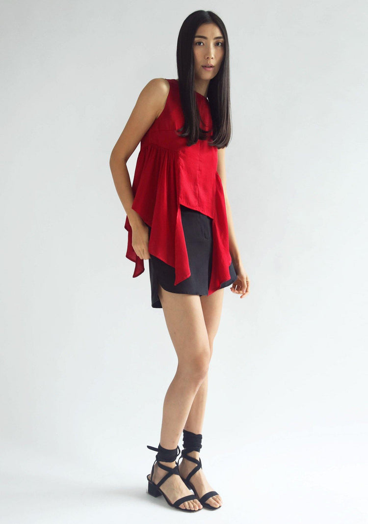 HUDSON SIDE FLARE TOP - SCARLET - SALIENT LABEL
