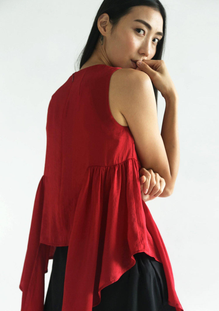 HUDSON SIDE FLARE TOP - SCARLET - SALIENT LABEL