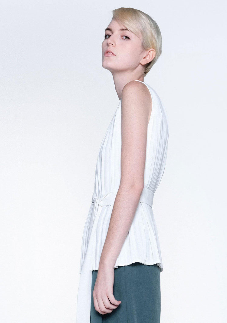 DELAINA PLEATED TOP - GLACIER WHITE - SALIENT LABEL