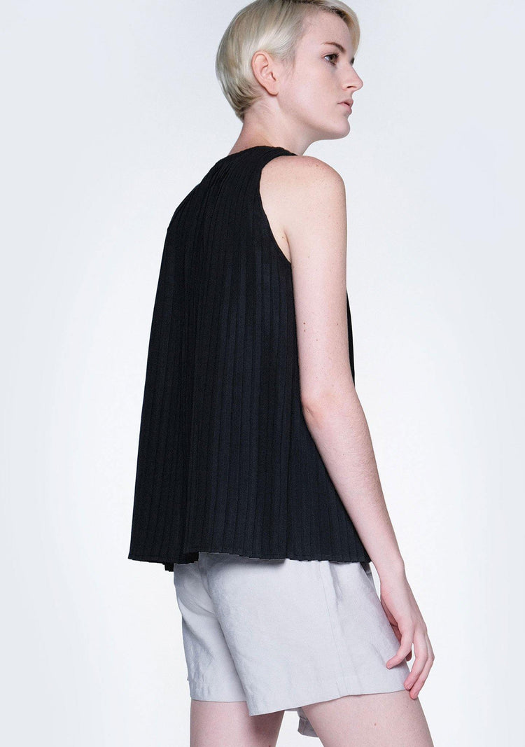 DELAINA PLEATED TOP - OBSIDIAN - SALIENT LABEL