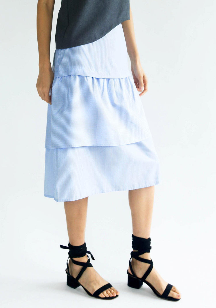 DENZEL TIERED SKIRT - STRIPE - SALIENT LABEL