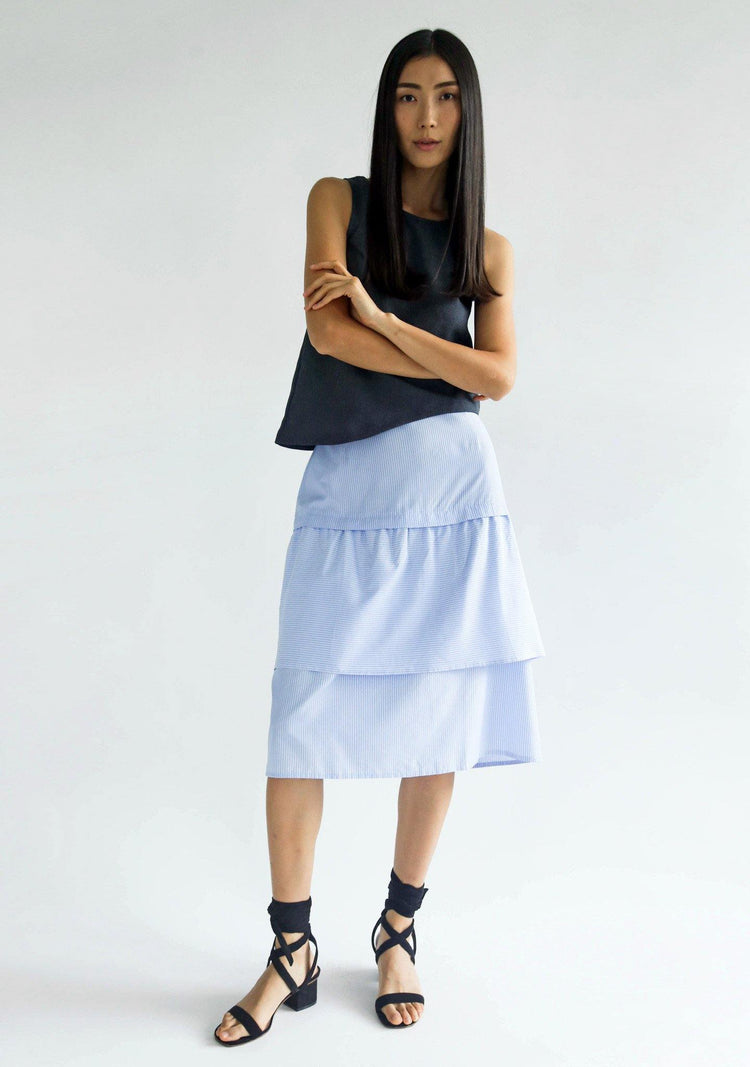 DENZEL TIERED SKIRT - STRIPE - SALIENT LABEL