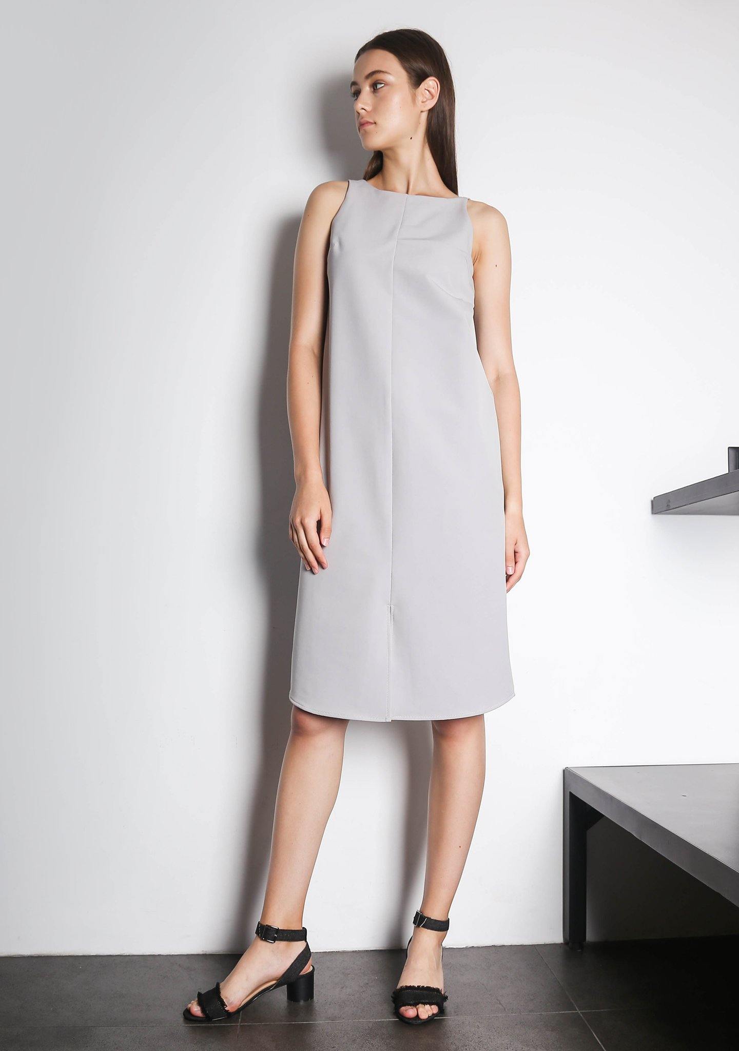 EDEN DRESS - VAPOUROUS GREY - SALIENT LABEL