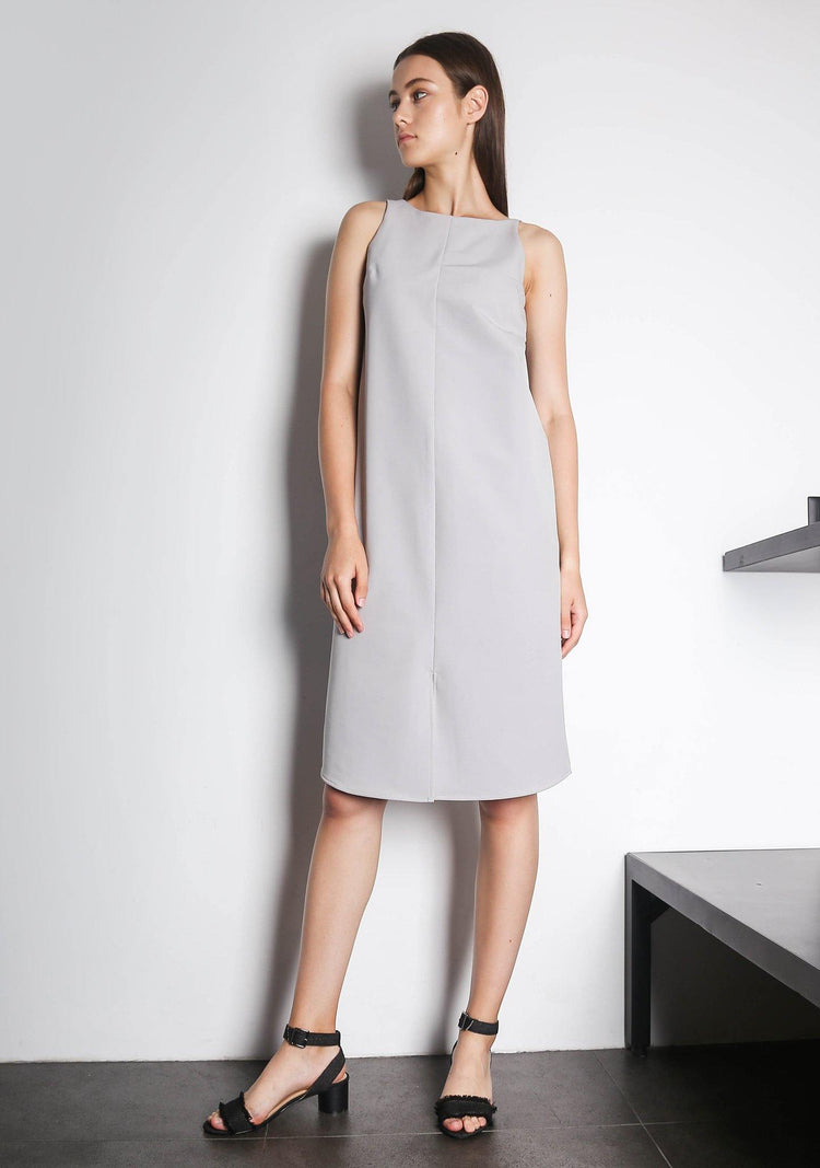 EDEN DRESS - VAPOUROUS GREY - SALIENT LABEL